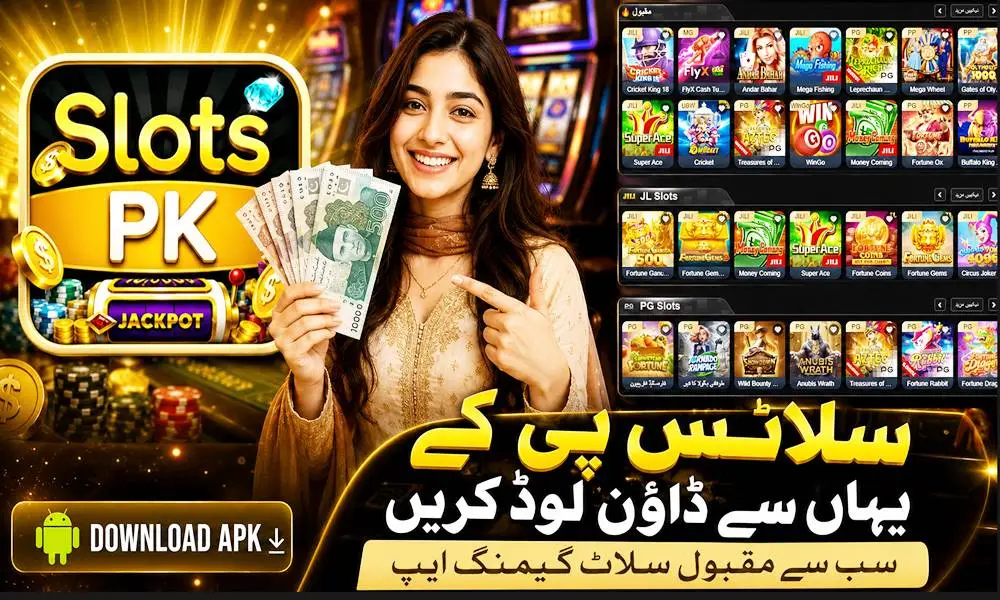 SlotsPK game app screen shown on an Android phone